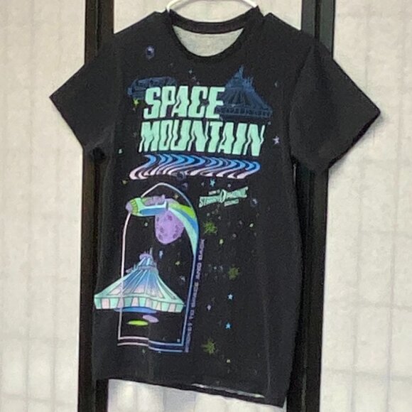Disney Space Mountain Tee Black M Parks Exclusive Graphic T-Shirt Short Sleeve - Picture 4 of 11